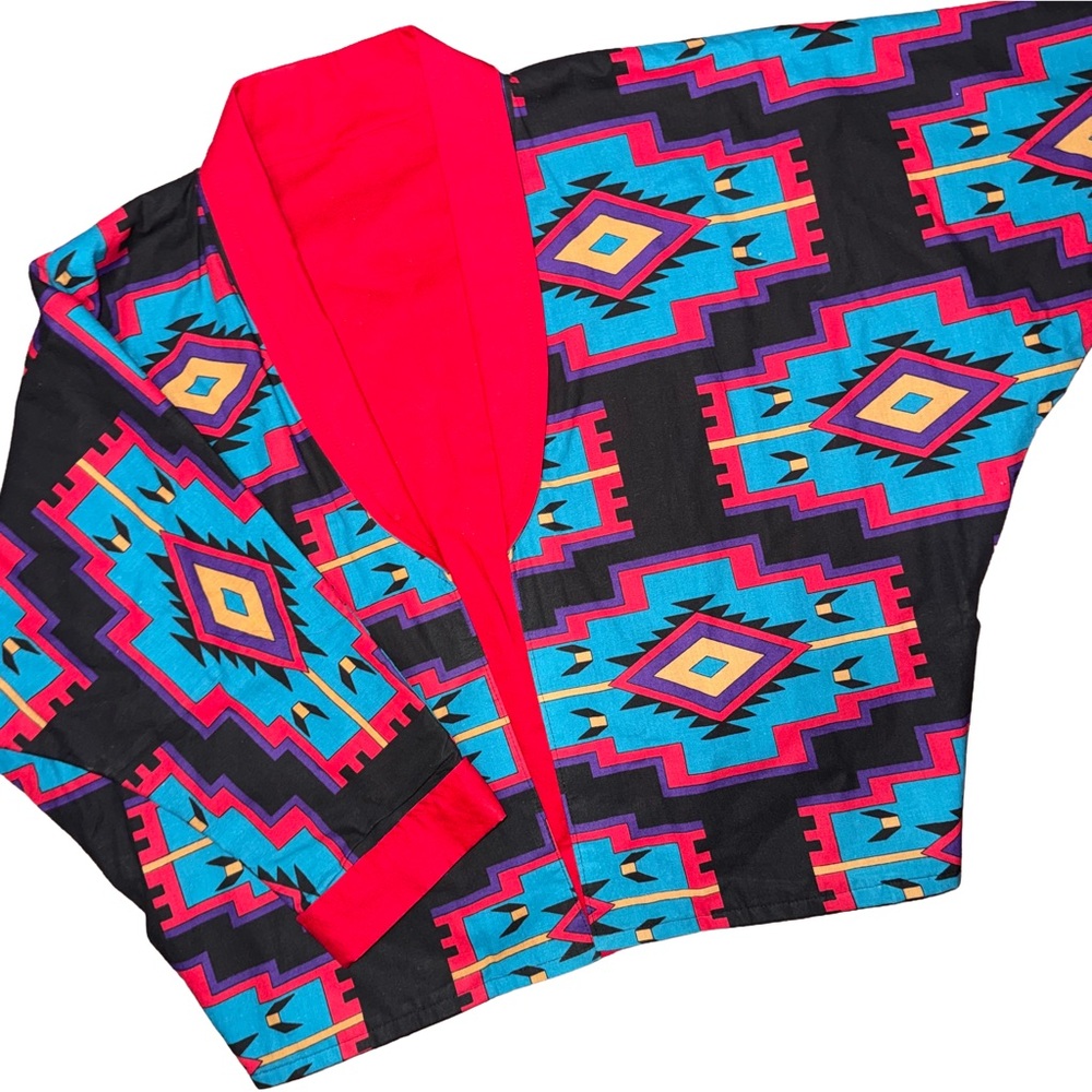 💖Vintage‎ Custom Handmade Aztec Print Southwestern Batwing Statement Jacket